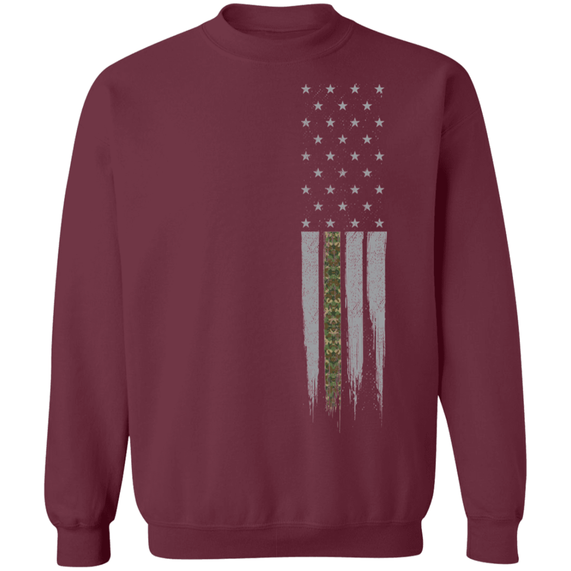 Military Camo Thin Line American Flag Crewneck Sweatshirt