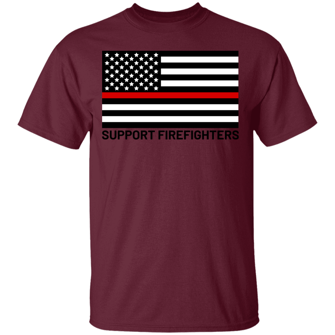 Support Firefighters Red Line American Flag T-Shirt