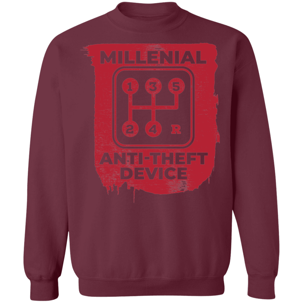 Millennial Anti-Theft Device Manual Stick Shift 5-Speed Crewneck Sweatshirt