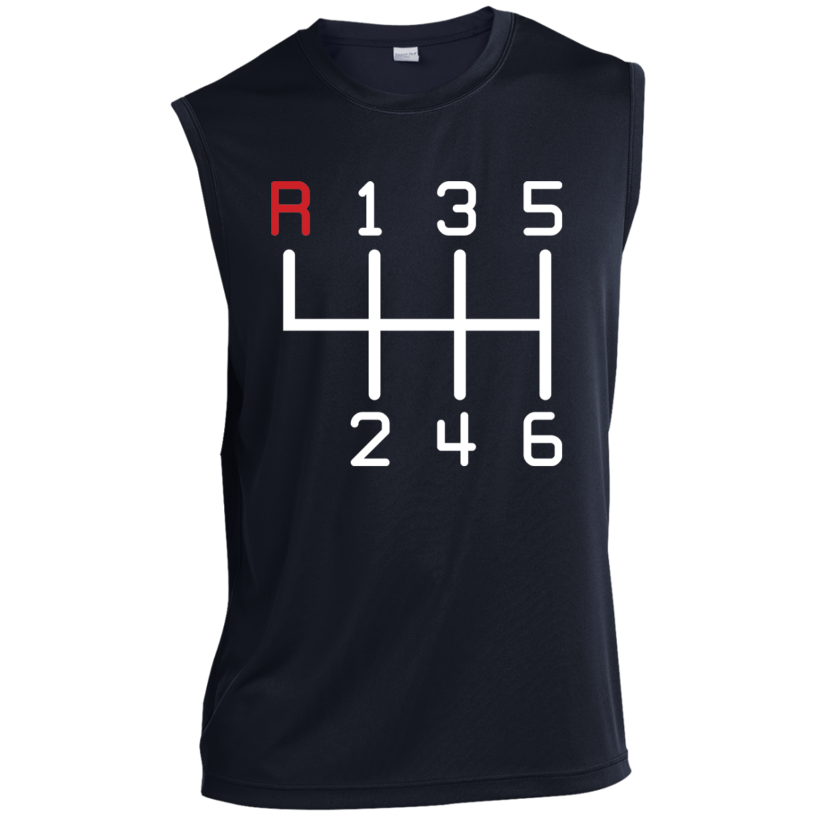 6 Speed Manual Stick Shift Sleeveless Performance T-Shirt