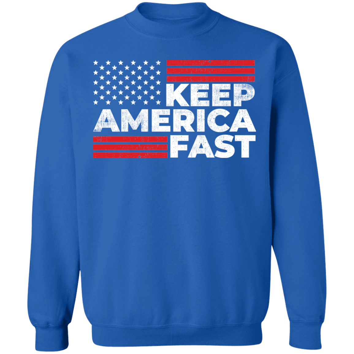 Keep America Fast American Flag Racing Crewneck Sweatshirt