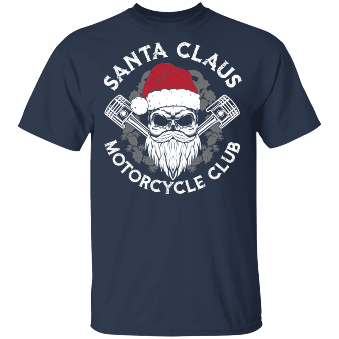 Santa Claus Motorcycle Club Piston Skull Motorcycle T-Shirt