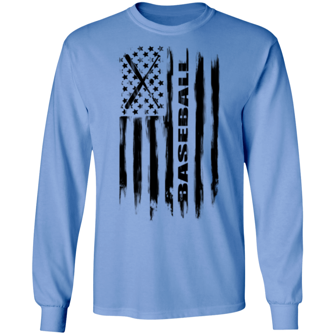Baseball American Flag Long Sleeve T-Shirt
