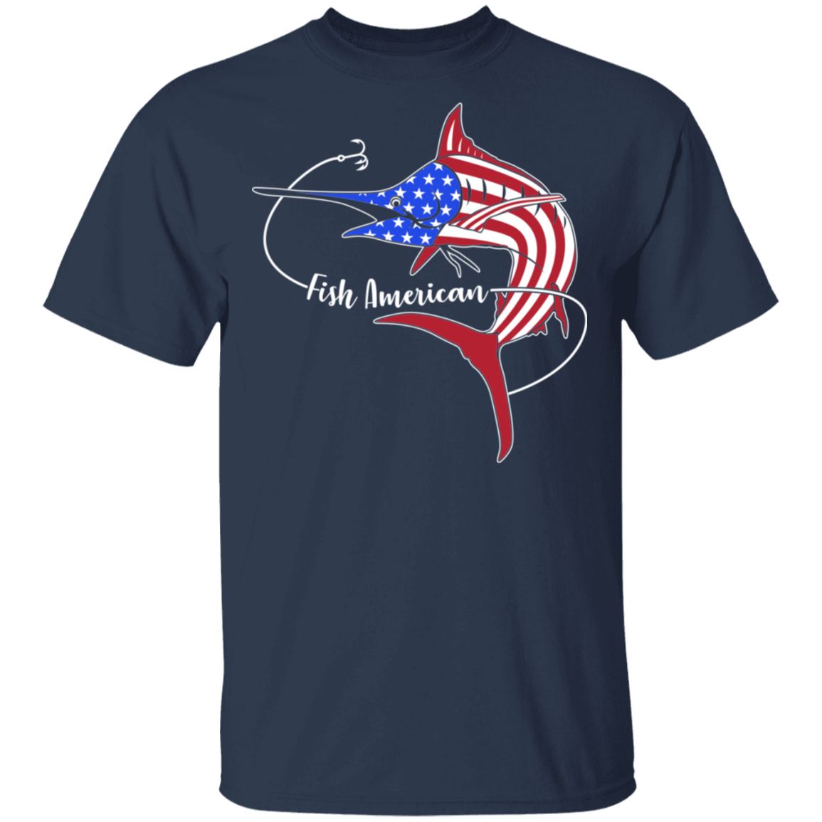 Marlin Fish Saltwater American Flag USA T-Shirt