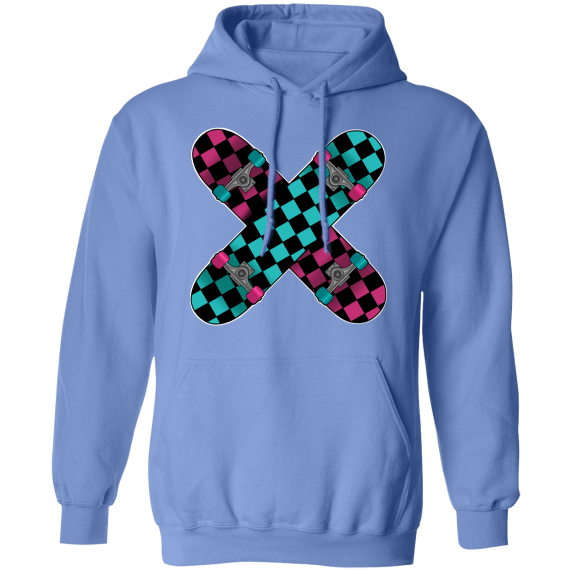 Retro 80's Checkered Skateboards Skateboarding Pullover Hoodie