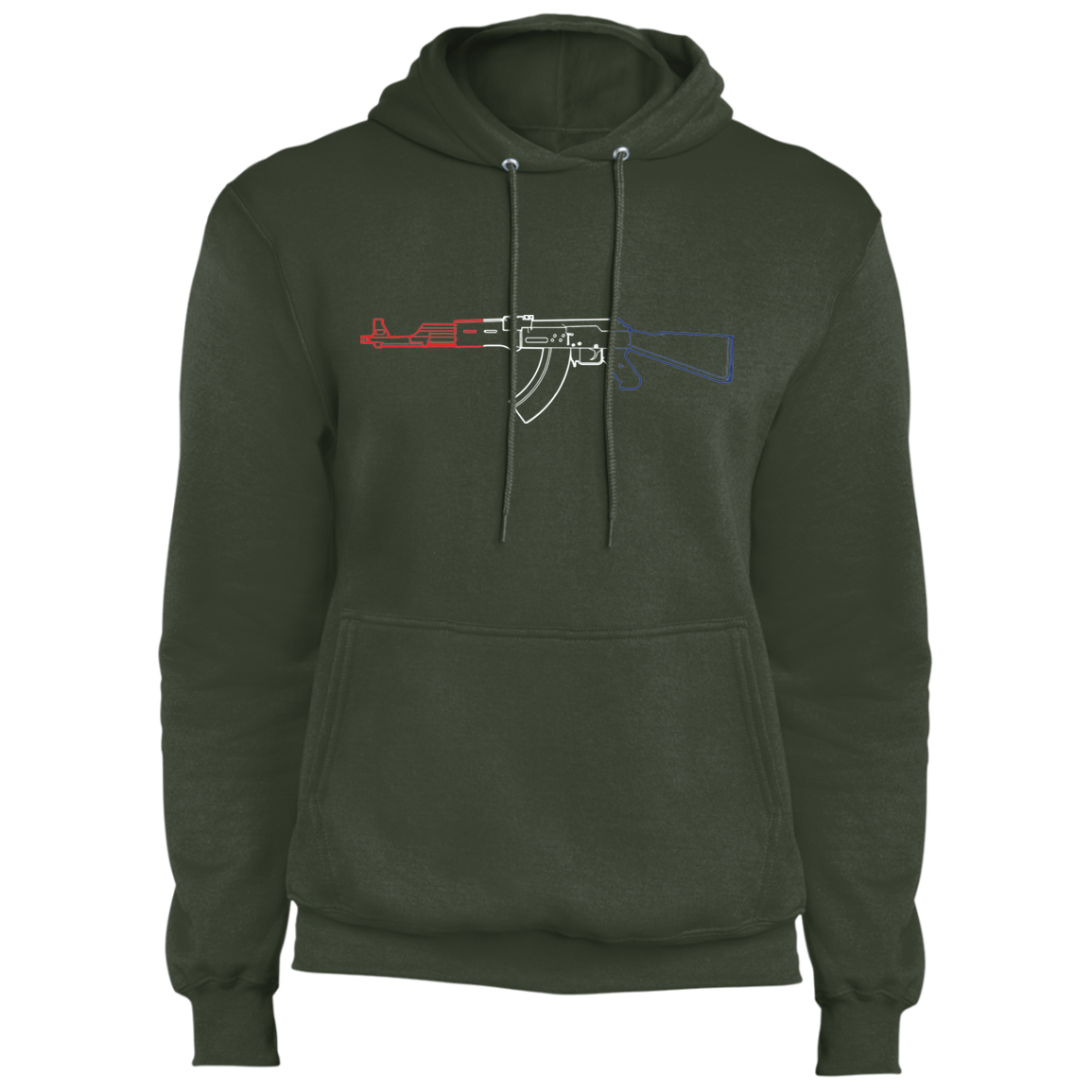 AK-47 Firearm Rifle Red White Blue Pullover Hoodie