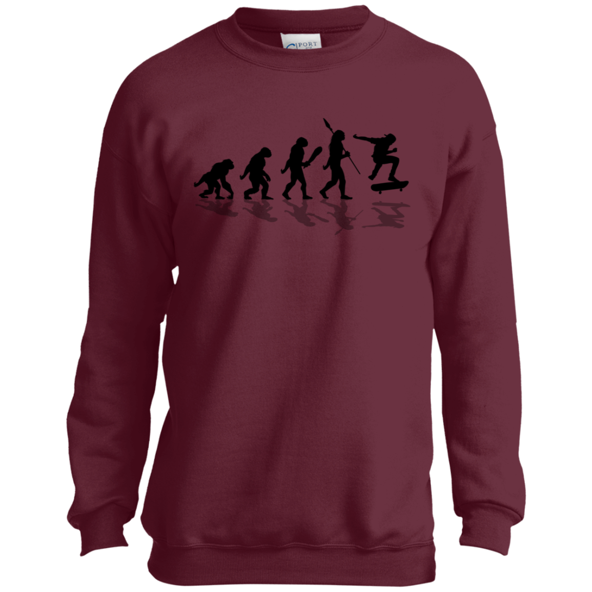 Evolution of Skateboarding Skateboarder Youth Crewneck Sweatshirt
