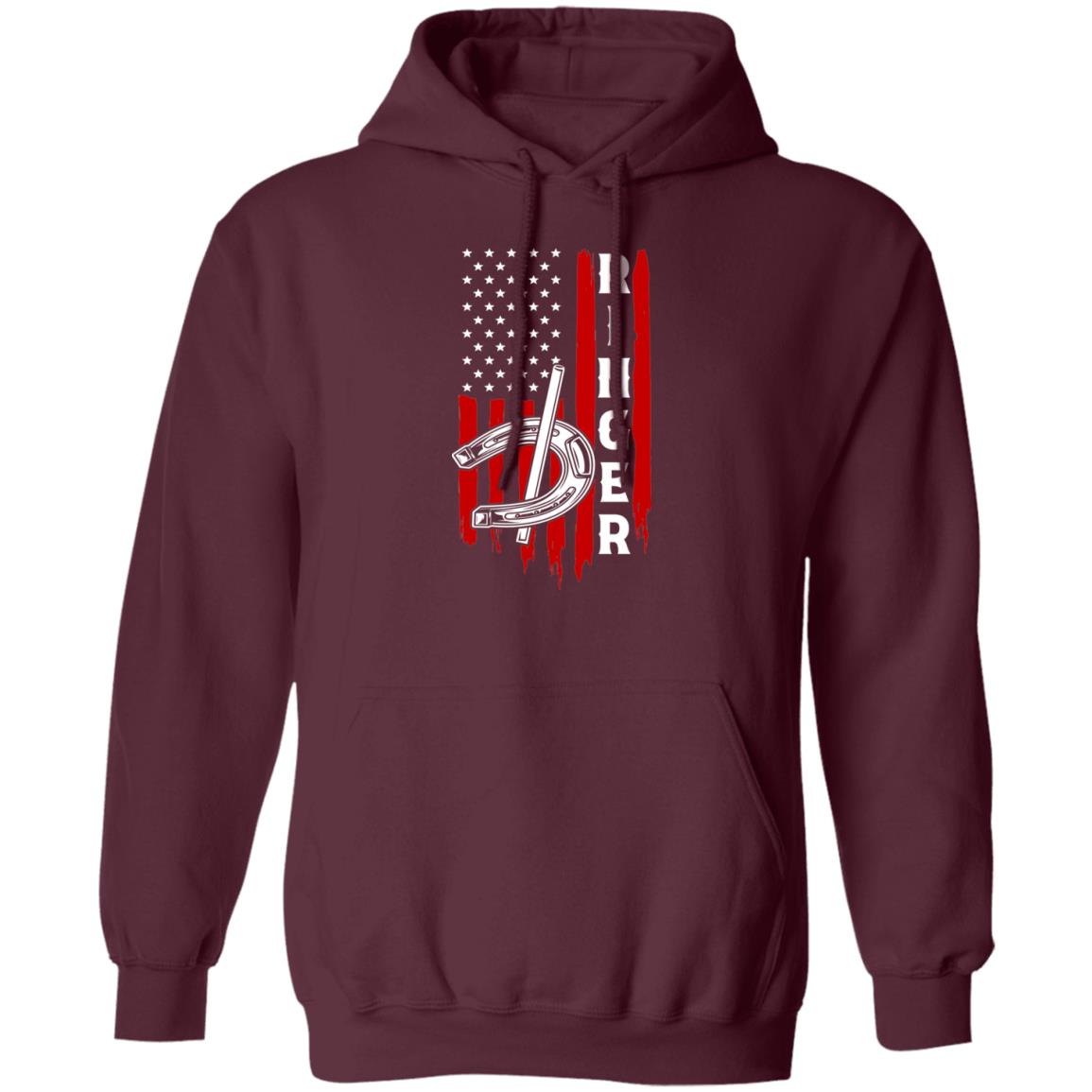 Ringer Horseshoe American Flag Pullover Hoodie
