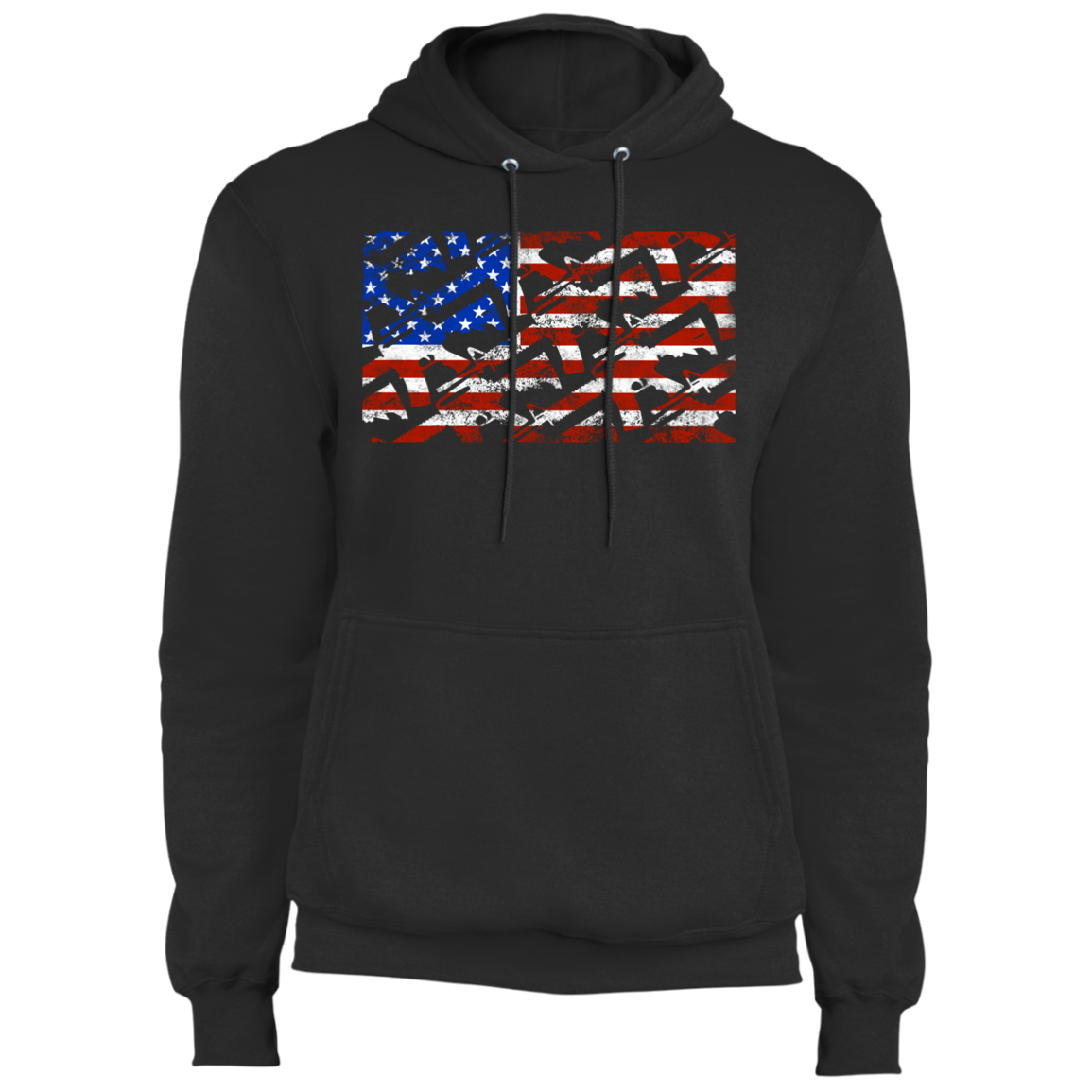 Rifle Firearm American Flag Pullover Hoodie