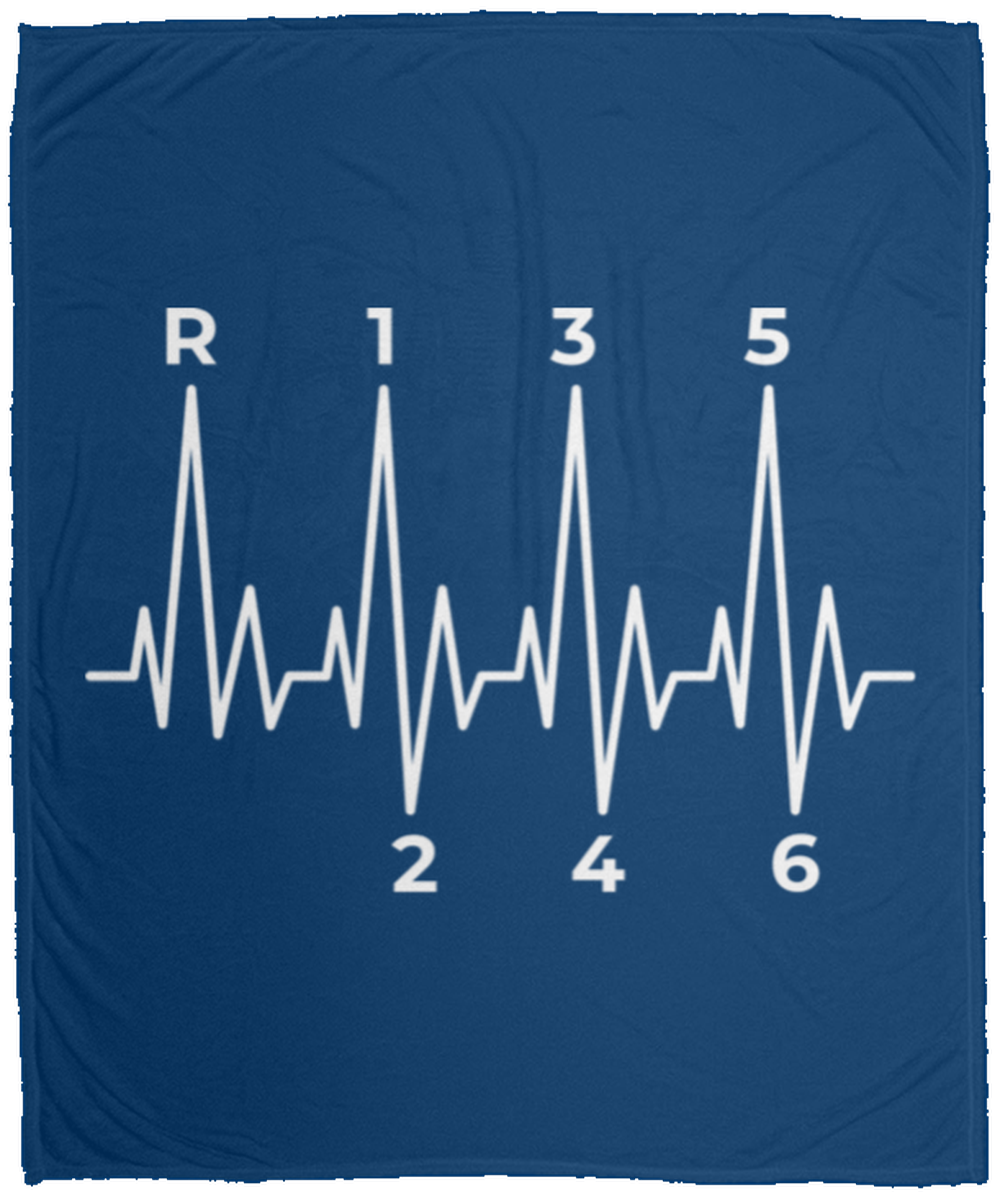 6 Speed Manual Heartbeat Stick Shift Fleece Blanket - 50x60