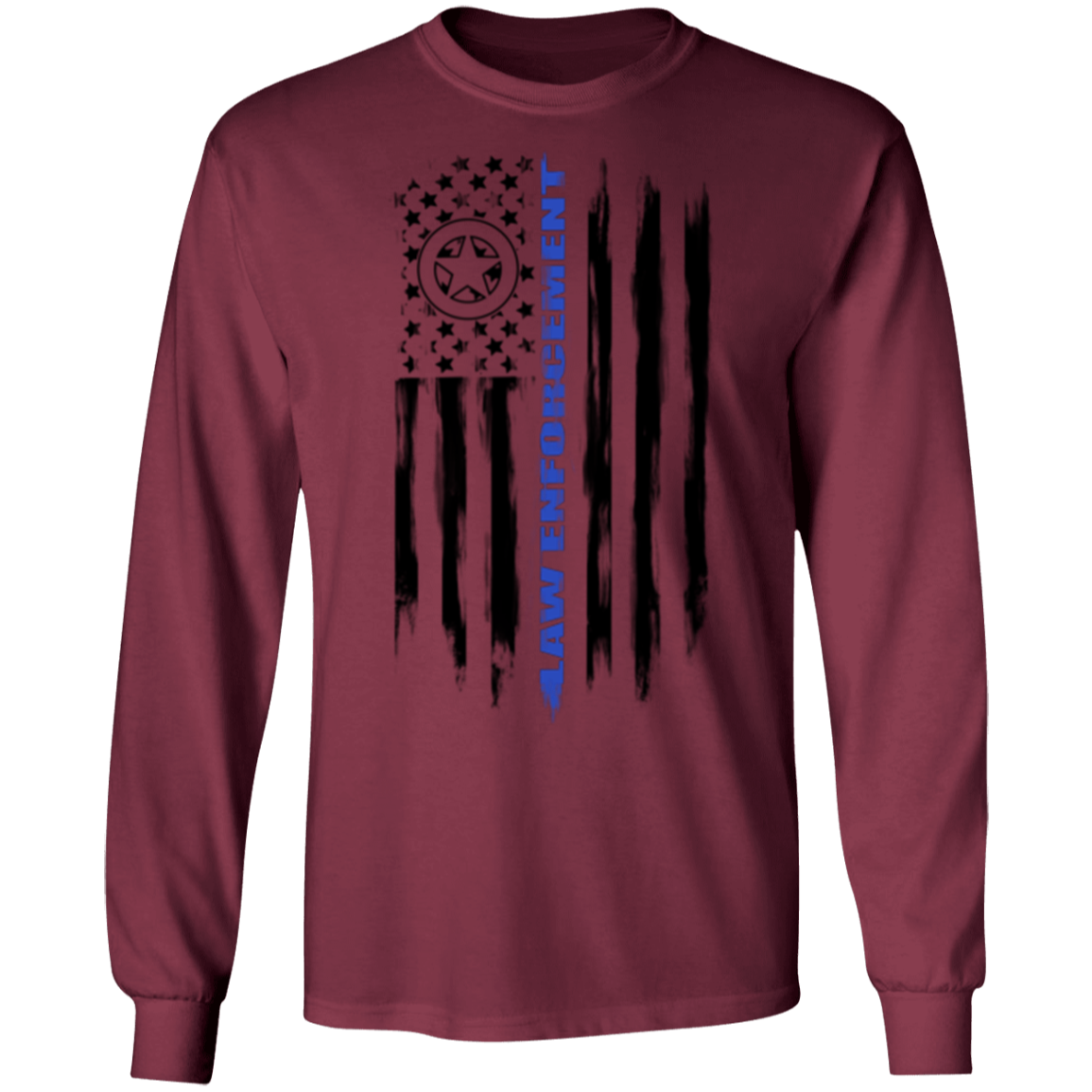 Law Enforcement Deputy Sheriff Police Officer Cop American Flag Long Sleeve T-Shirt