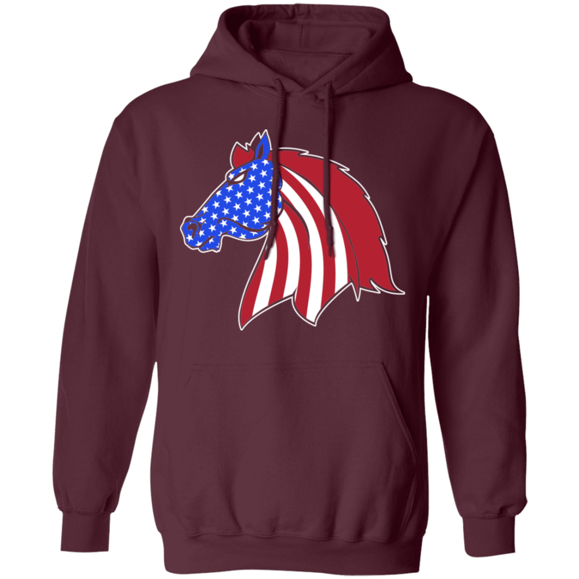 Horse American Flag USA Pullover Hoodie