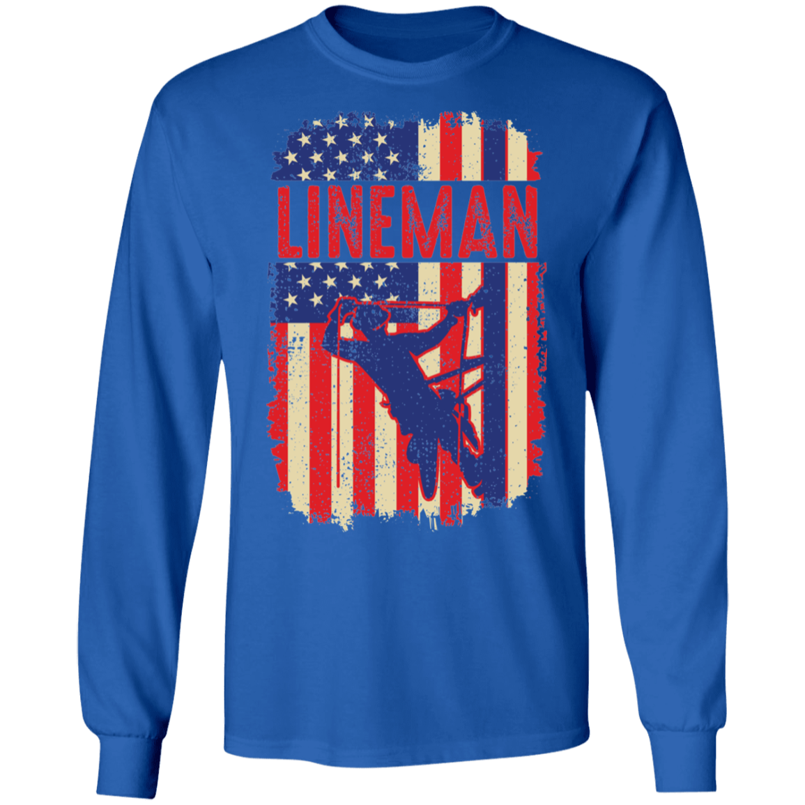 Lineman American Flag Long Sleeve T-Shirt