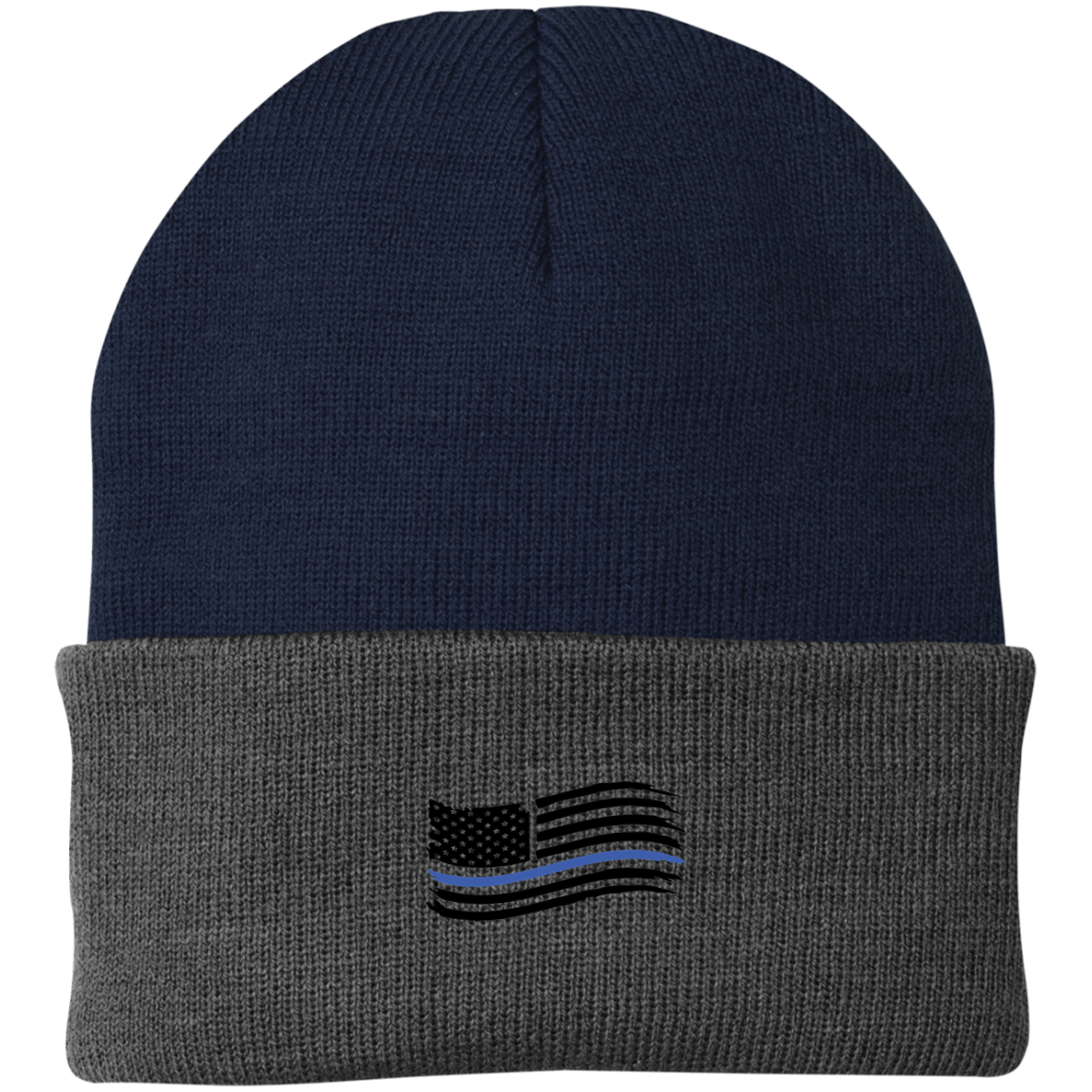 Thin Blue Line American Flag Pro Police Beanie Cap