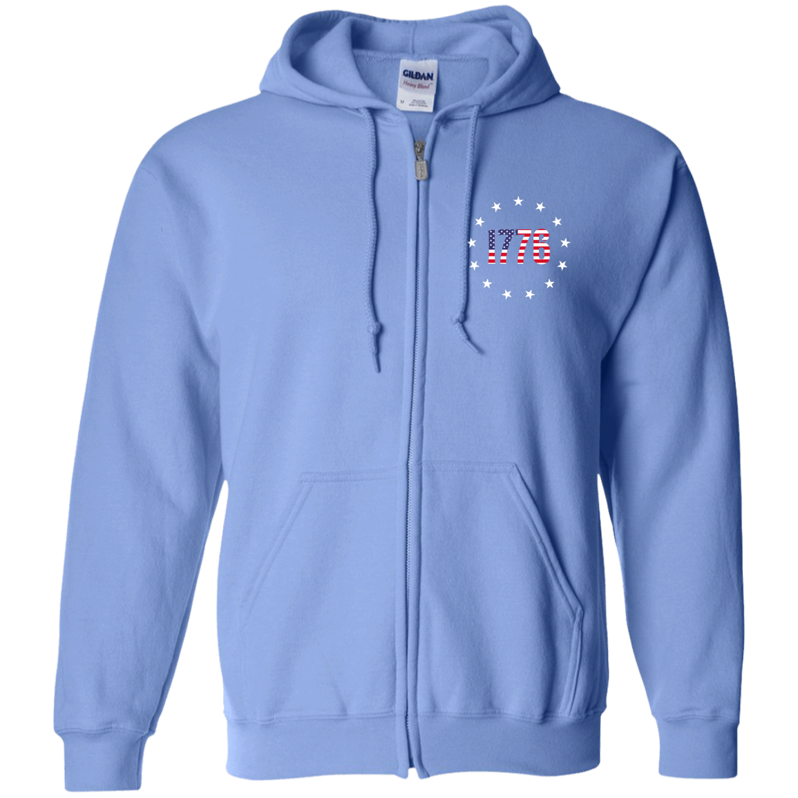 1776 Betsy Ross American Flag Zip Up Hooded Sweatshirt