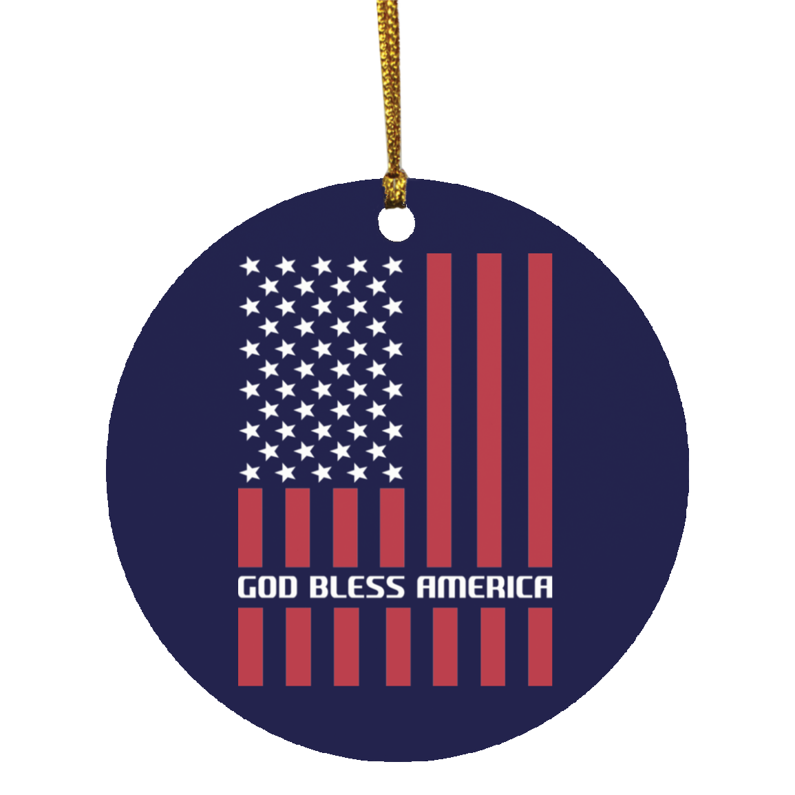 God Bless America Flag USA Circle Ornament