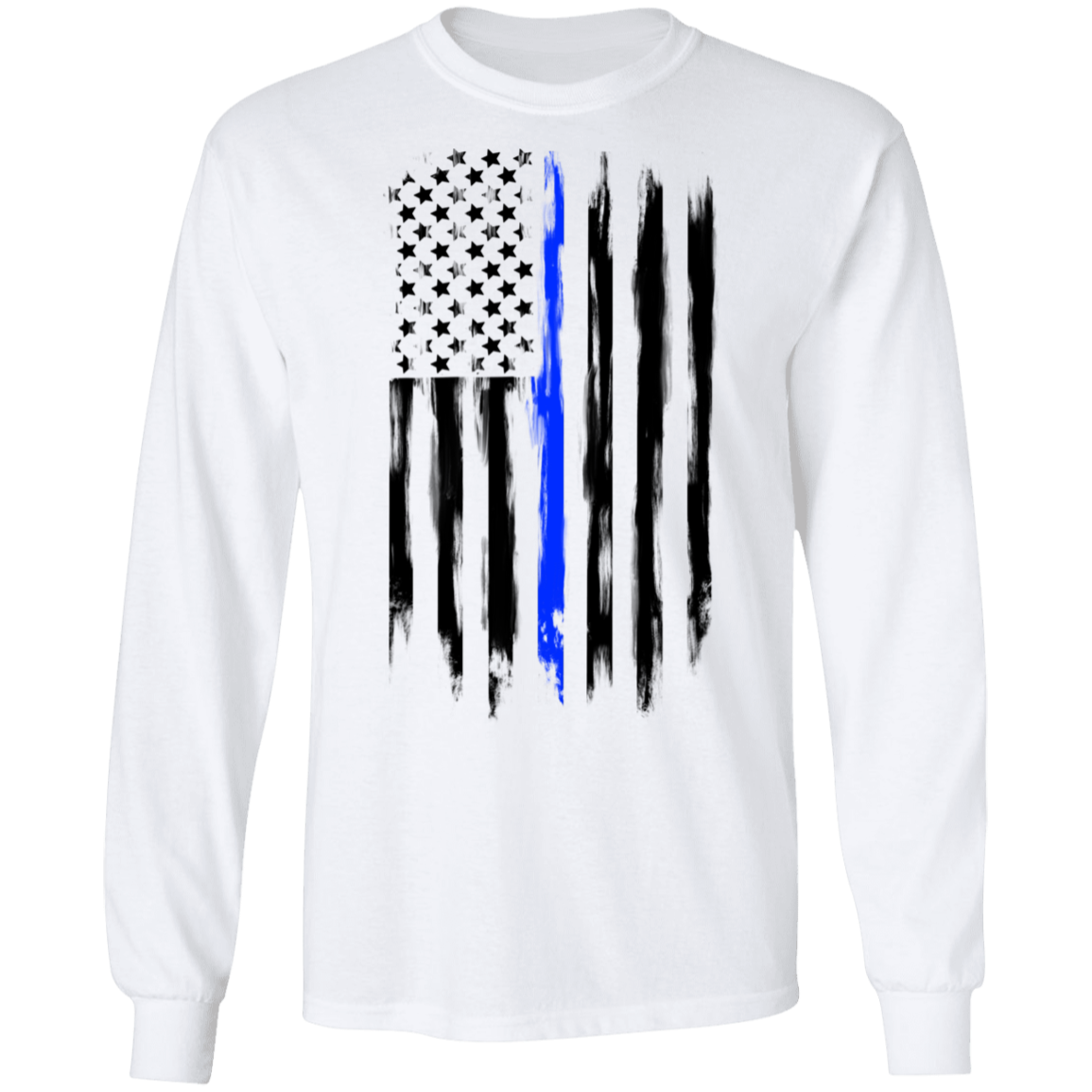 Law Enforcement Thin Blue Line American Flag Long Sleeve T-Shirt