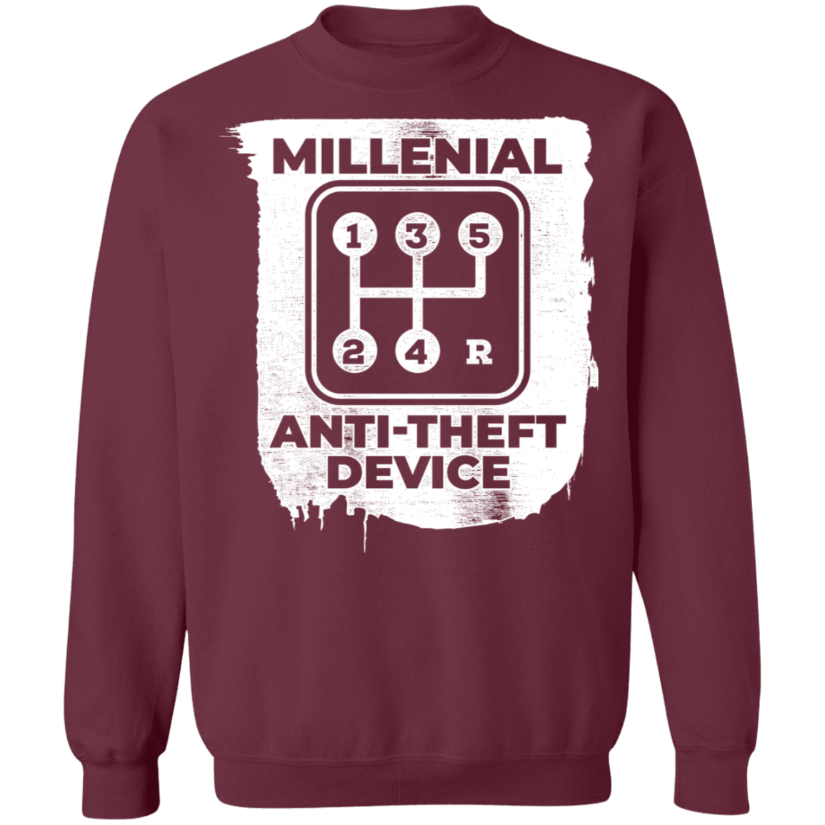 MillennialAnti-Theft Device Manual Stick Shift 5-Speed Crewneck Sweatshirt