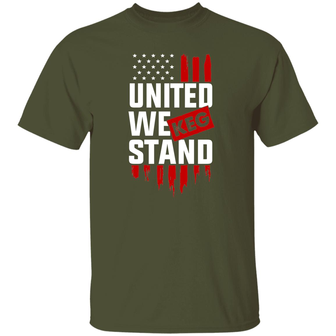 United We Keg Stand Drinking Beer American Flag T-Shirt