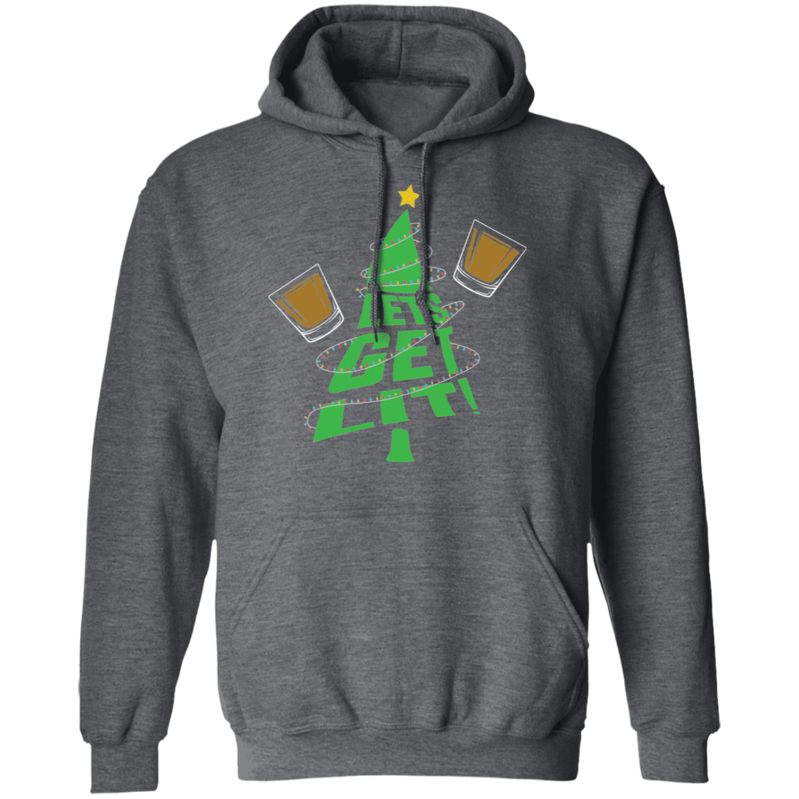 Lets Get Lit Christmas Tree Ugly Christmas Pullover Hoodie