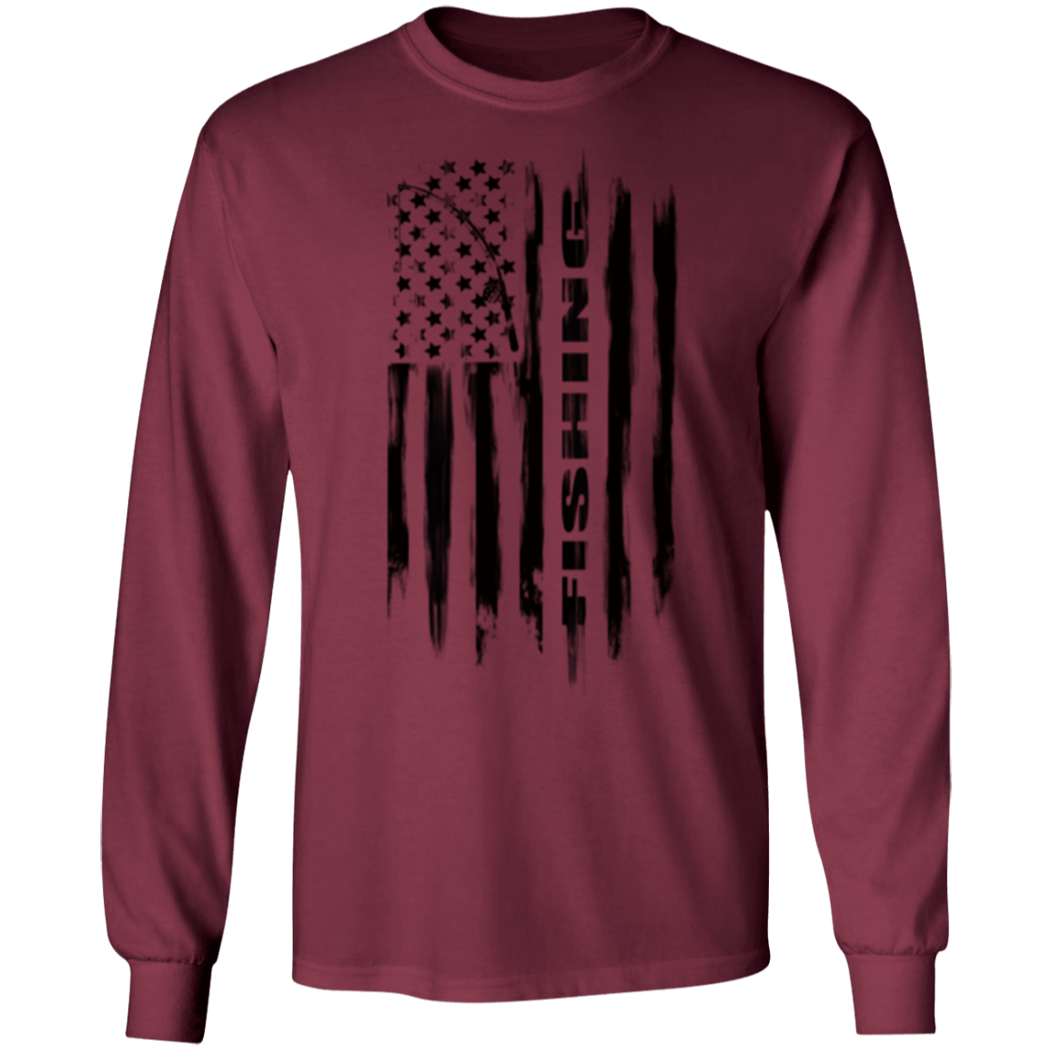 Fishing Saltwater Fresh Water Fish American Flag Long Sleeve T-Shirt