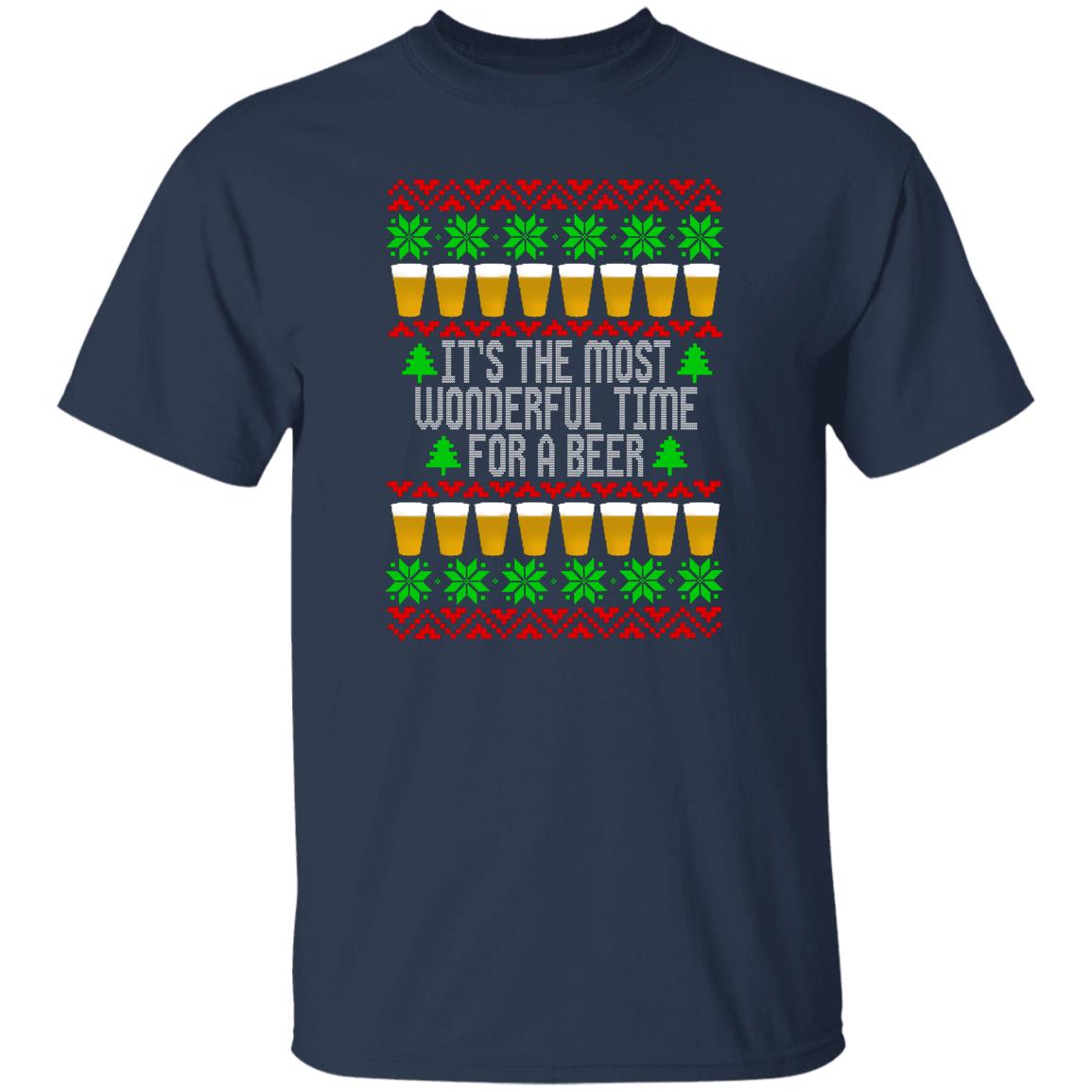 It's The Most Wonderful Time For A Beer Funny Christmas T-Shirt