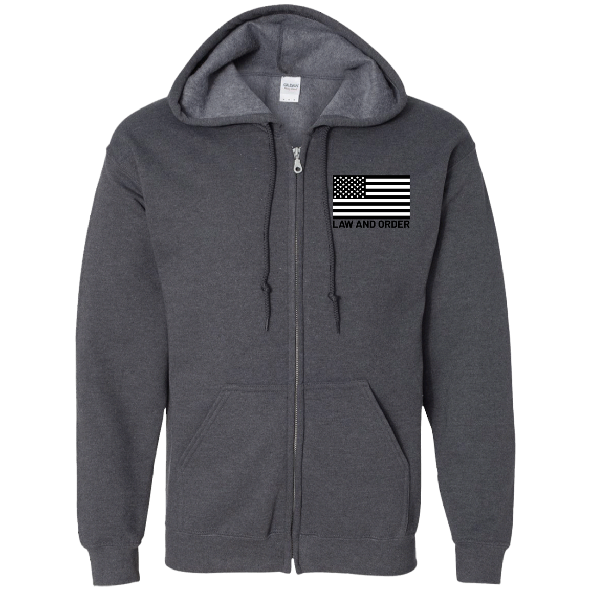 Law and Order American Flag Zip Up Hooded Sweatshirt
