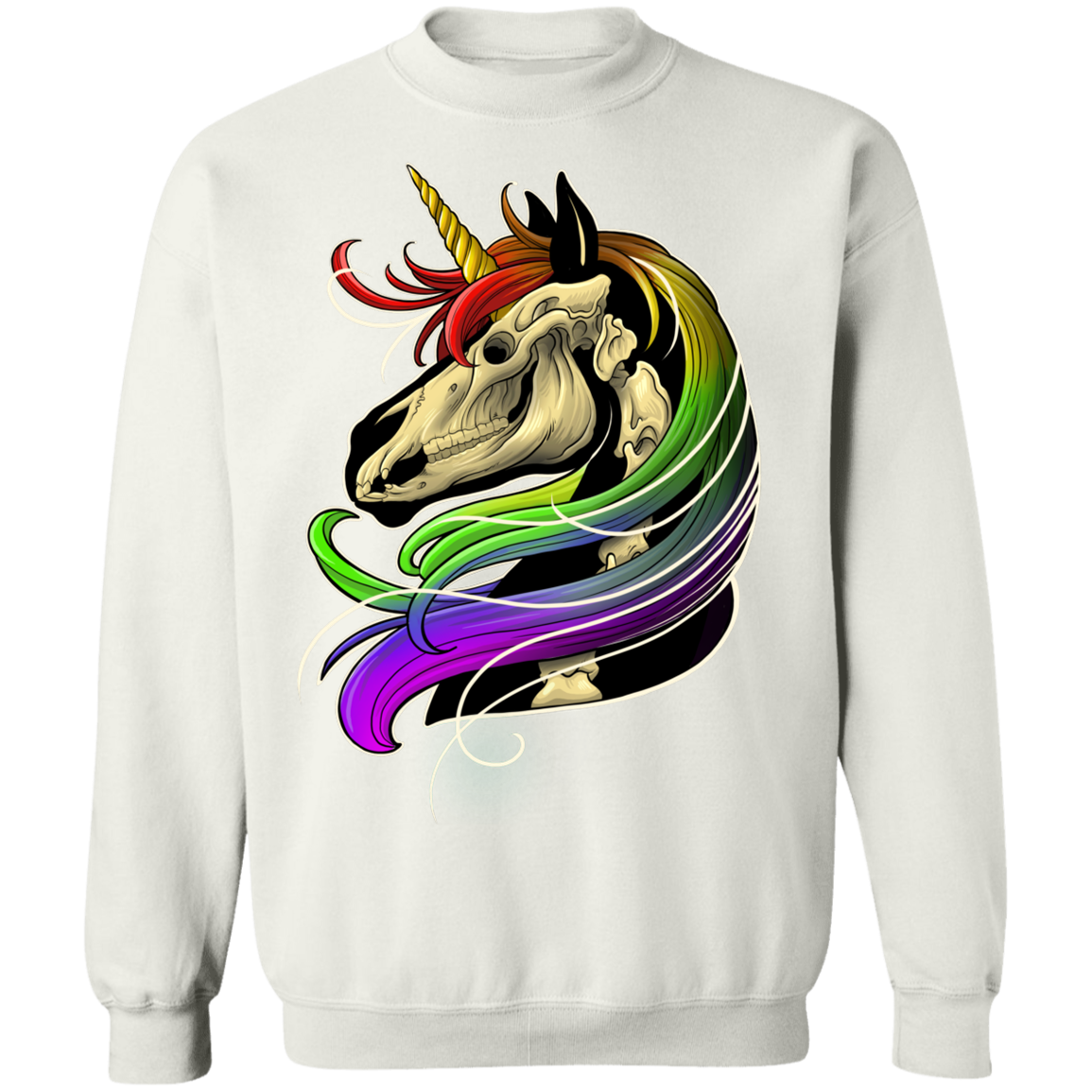 Rainbow Skeleton Unicorn Crewneck Pullover Sweatshirt