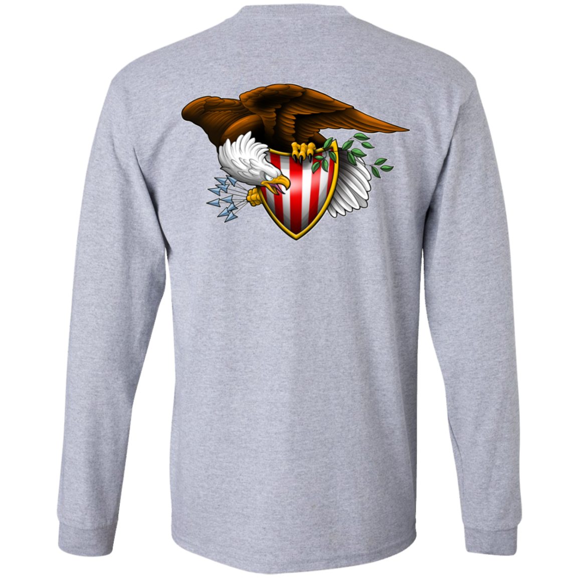 Patriot American Bald Eagle Double Sided Long Sleeve T-Shirt