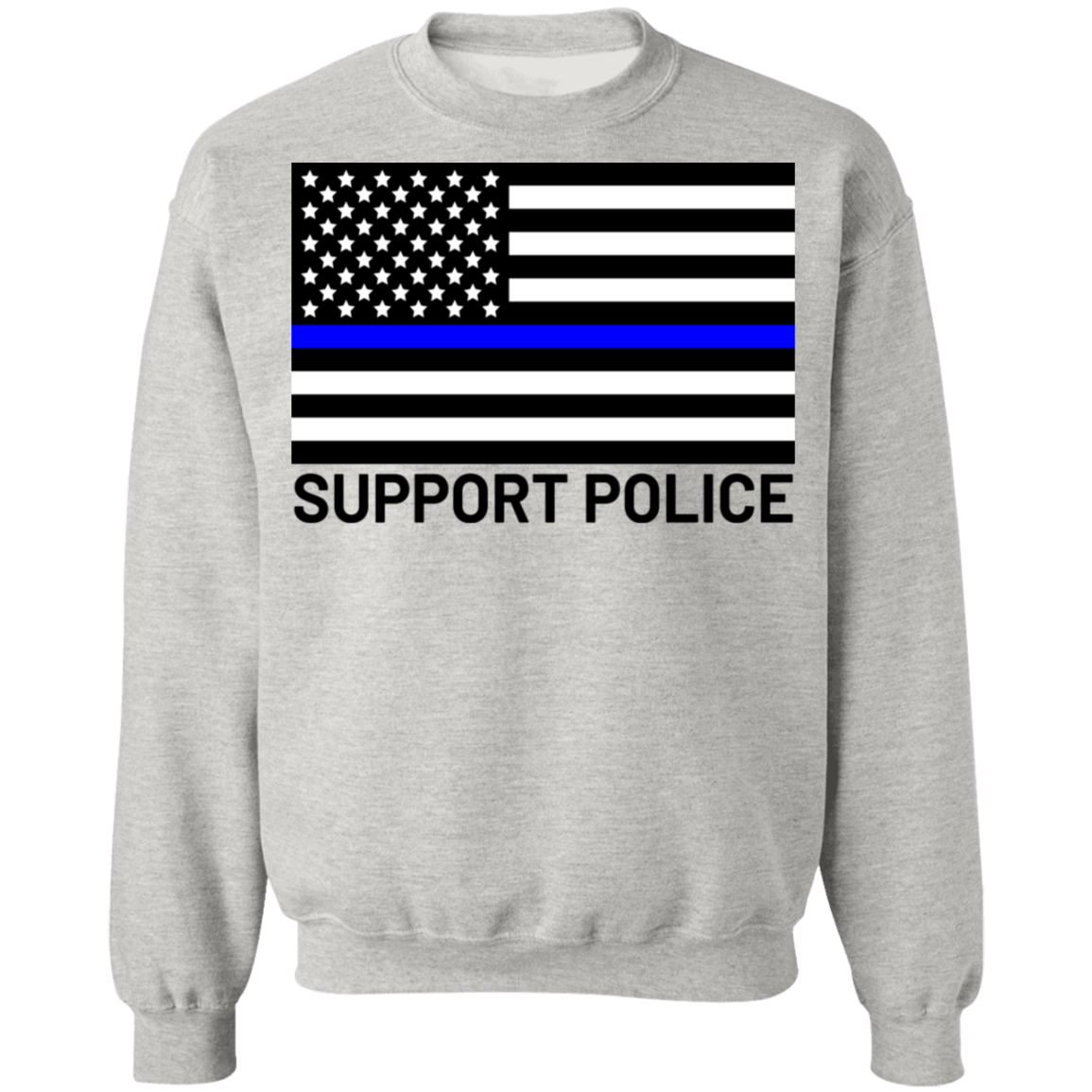 Support Police Blue Line American Flag Crewneck Sweatshirt