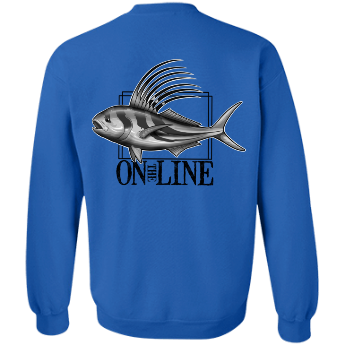 Rooster Fish On The Line Saltwater Double Sided Crewneck Sweatshirt