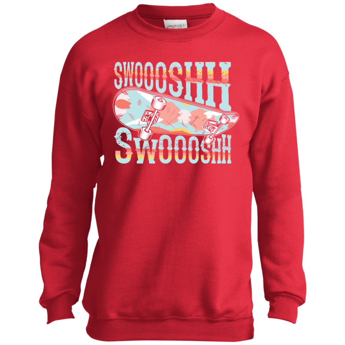 Swoosh Swoosh Skateboard Skateboarding Youth Crewneck Sweatshirt