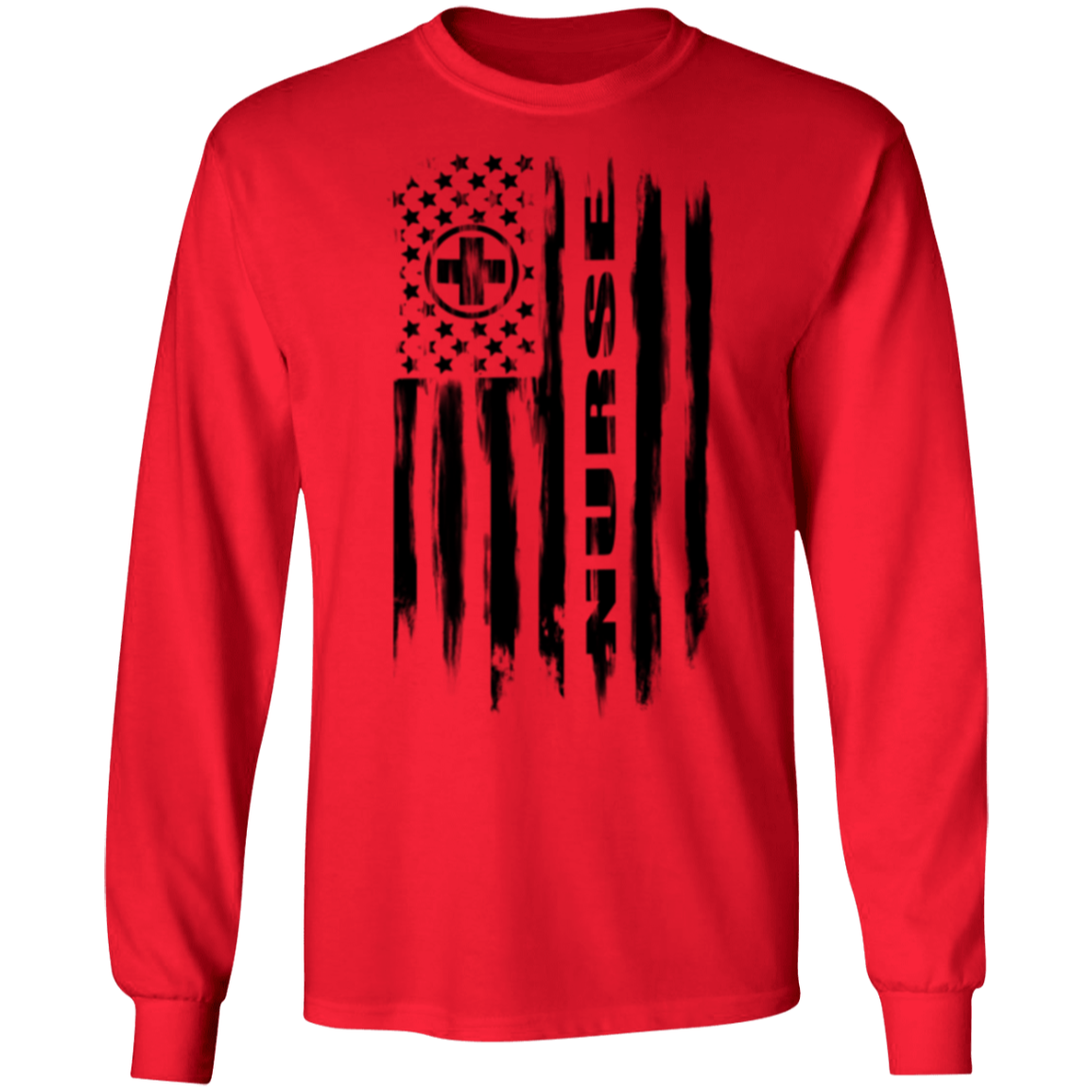 Nurse Hospital RN Nursing Medical American Flag Long Sleeve T-Shirt