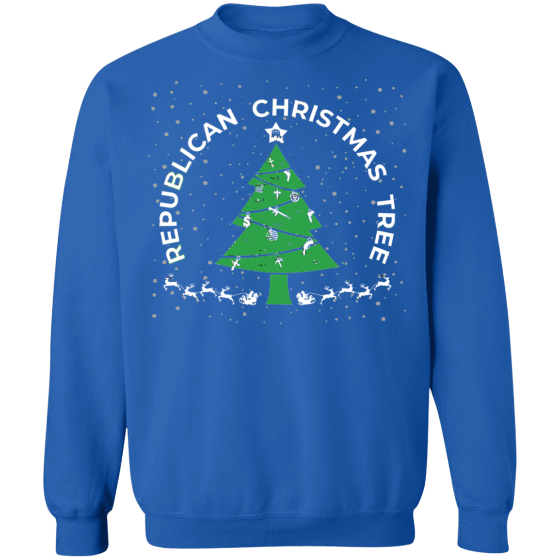 Republican Christmas Tree Firearms Money God Christmas Crewneck Sweatshirt