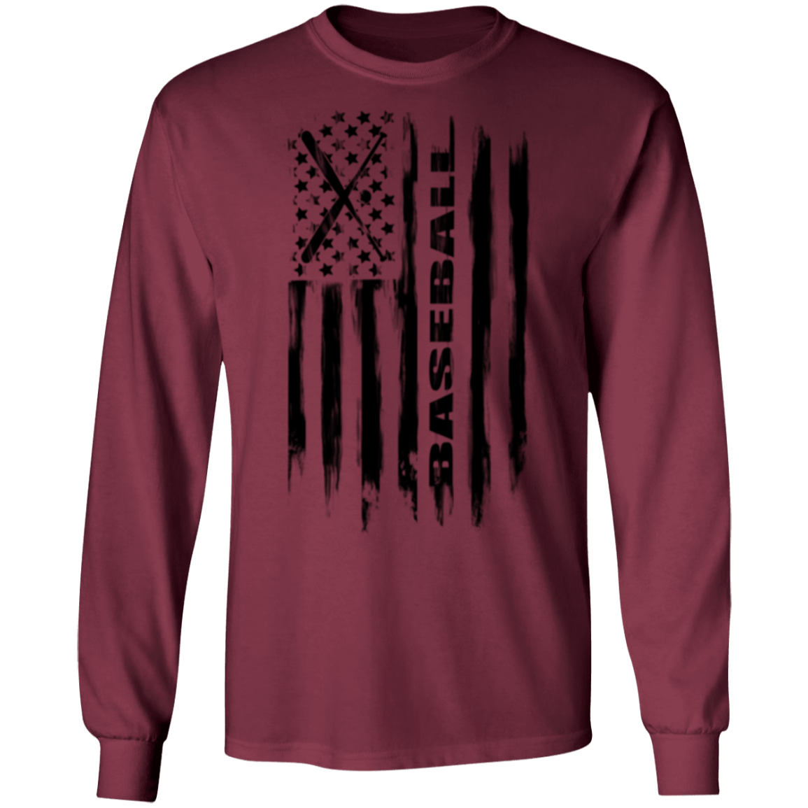 Baseball American Flag Long Sleeve T-Shirt
