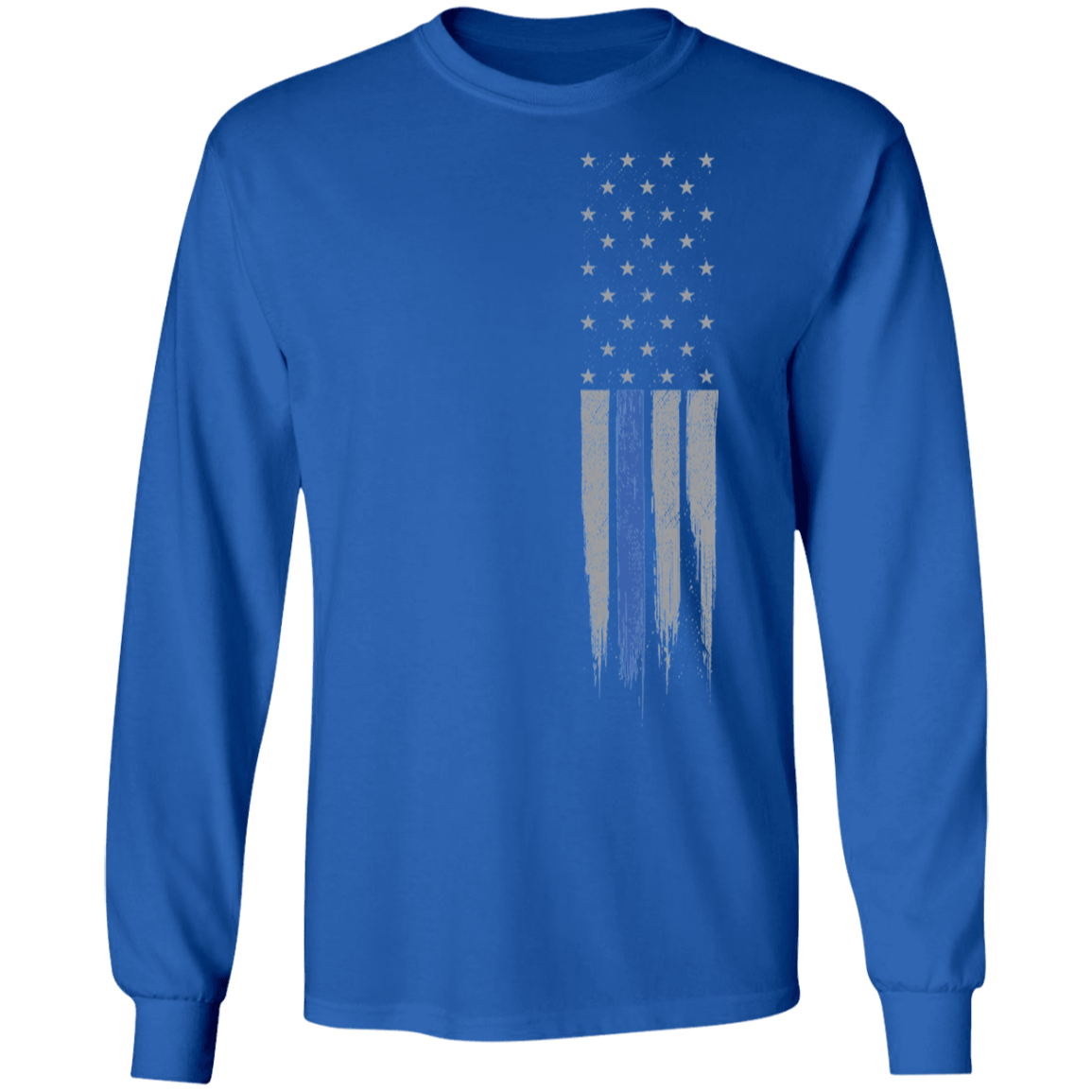 Police Officer Thin Blue Line American Flag Long Sleeve T-Shirt
