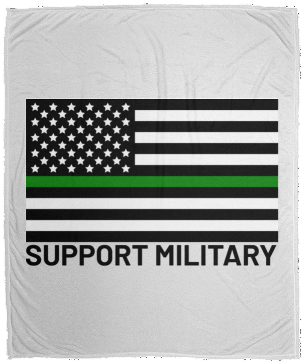 Support Military Thin Green Line American Flag Fleece Blanket - 50x60