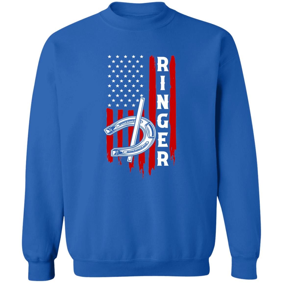 Ringer Horseshoe American Flag Crewneck Sweatshirt