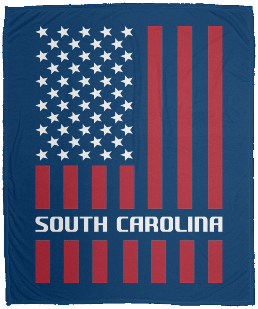 South Carolina American Flag Fleece Blanket - 50x60