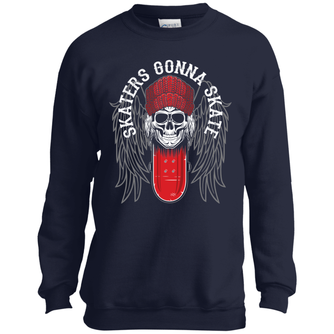 Skaters Gonna Skate Skateboarding Youth Crewneck Sweatshirt
