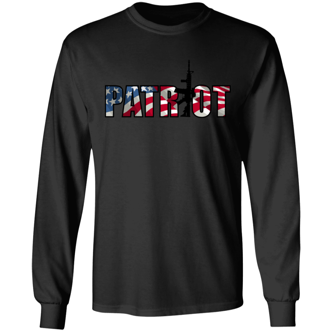 Patriot American Flag Defense Long Sleeve T-Shirt