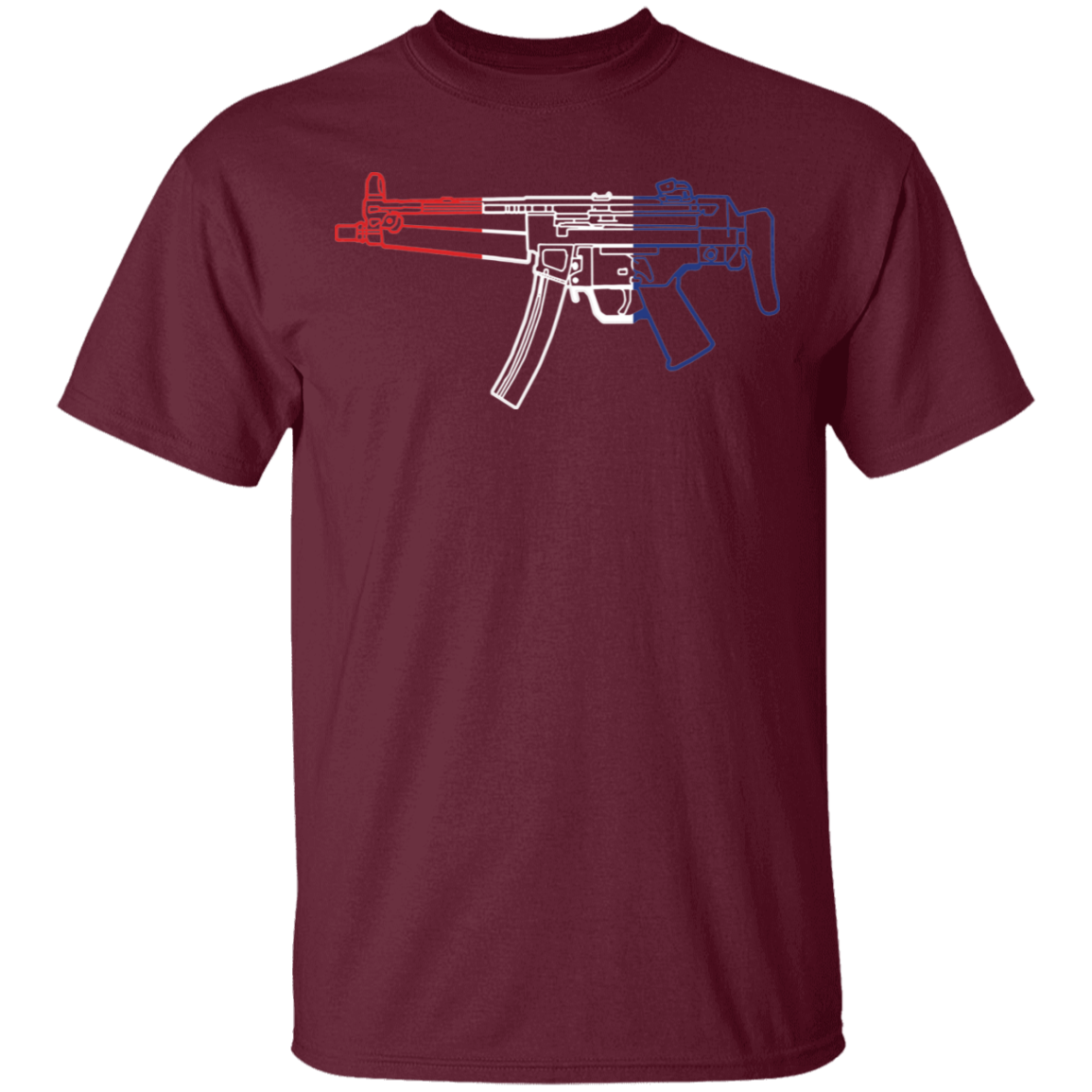 MP5 Firearm Rifle Red White Blue T-Shirt