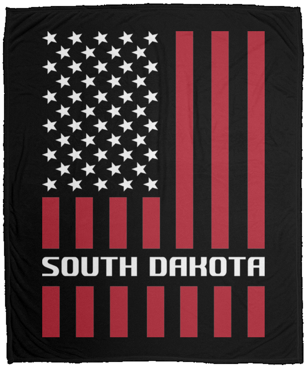 South Dakota American Flag Fleece Blanket - 50x60