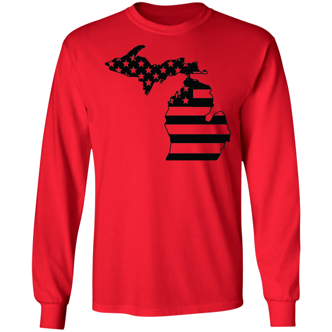 Michigan American Flag State Long Sleeve T-Shirt