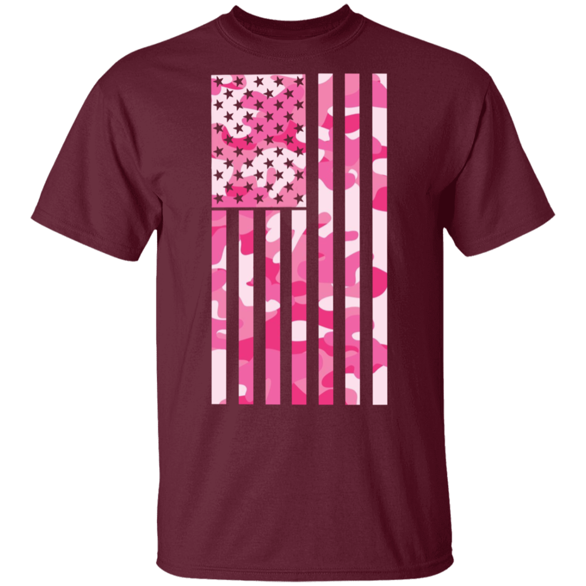 Pink Camo American Flag T-Shirt