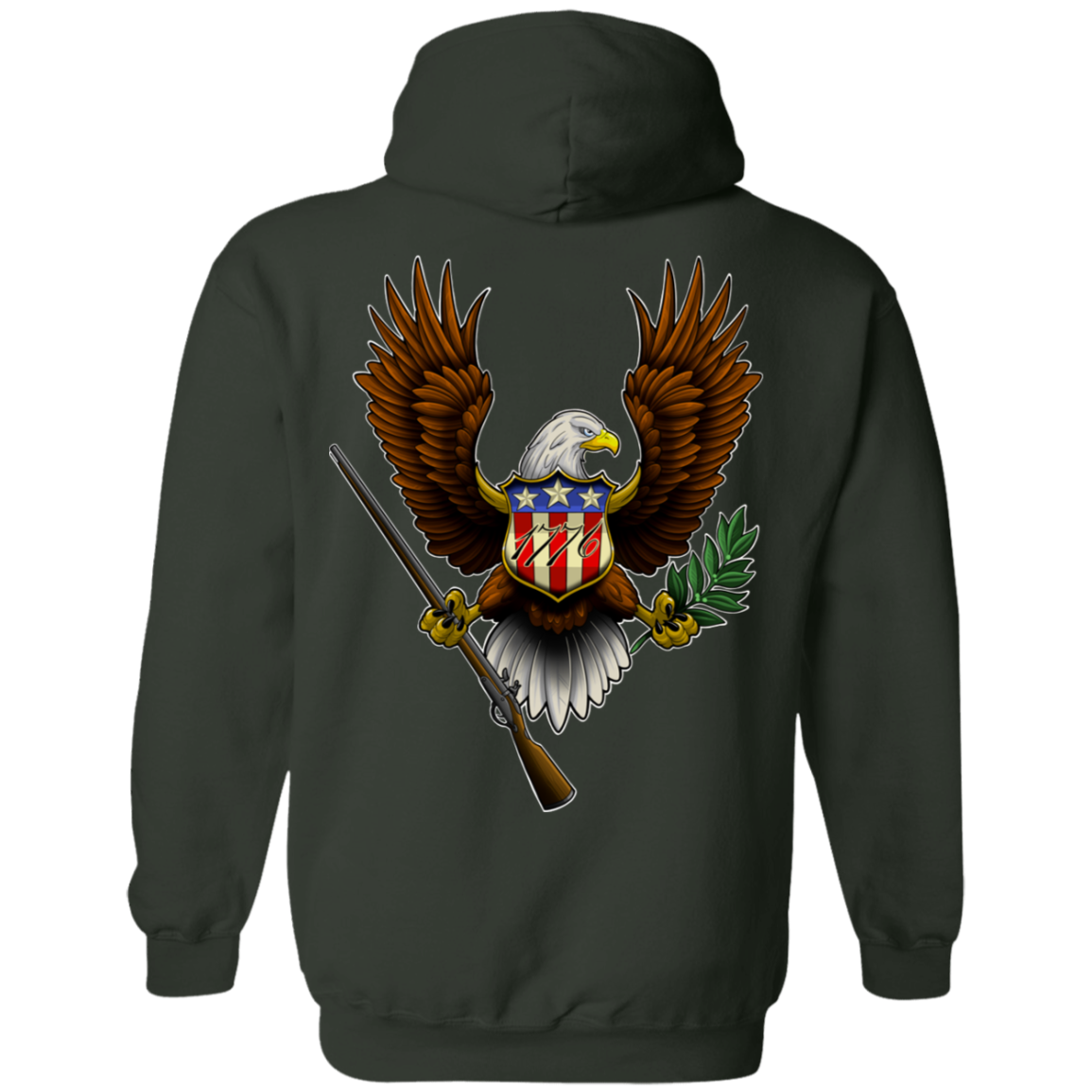 We the People American Bald Eagle 1776 Double Sided Pullover Hoodie