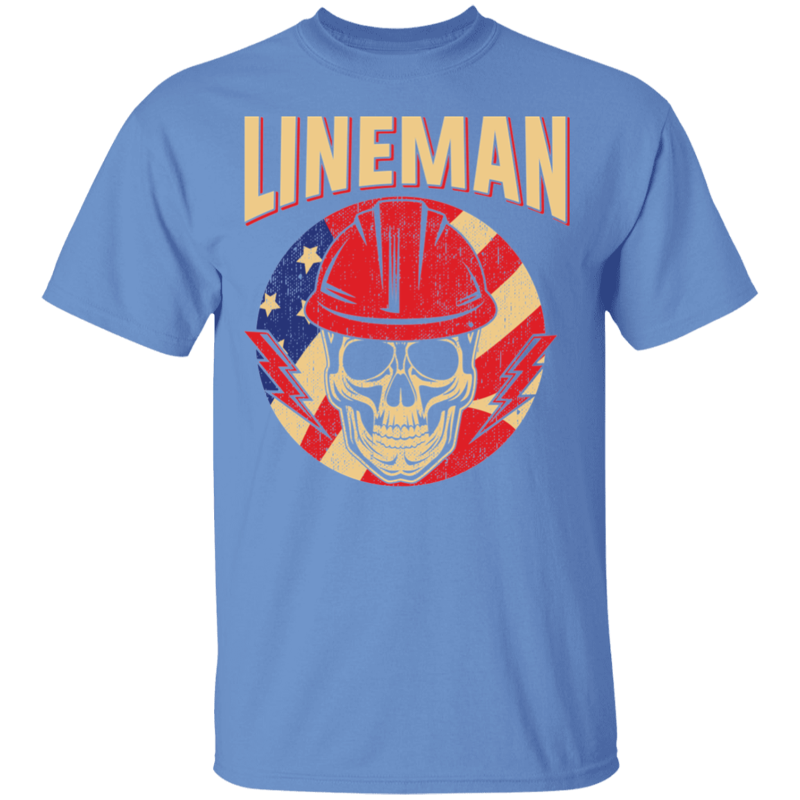 Lineman American Flag Skull T-Shirt