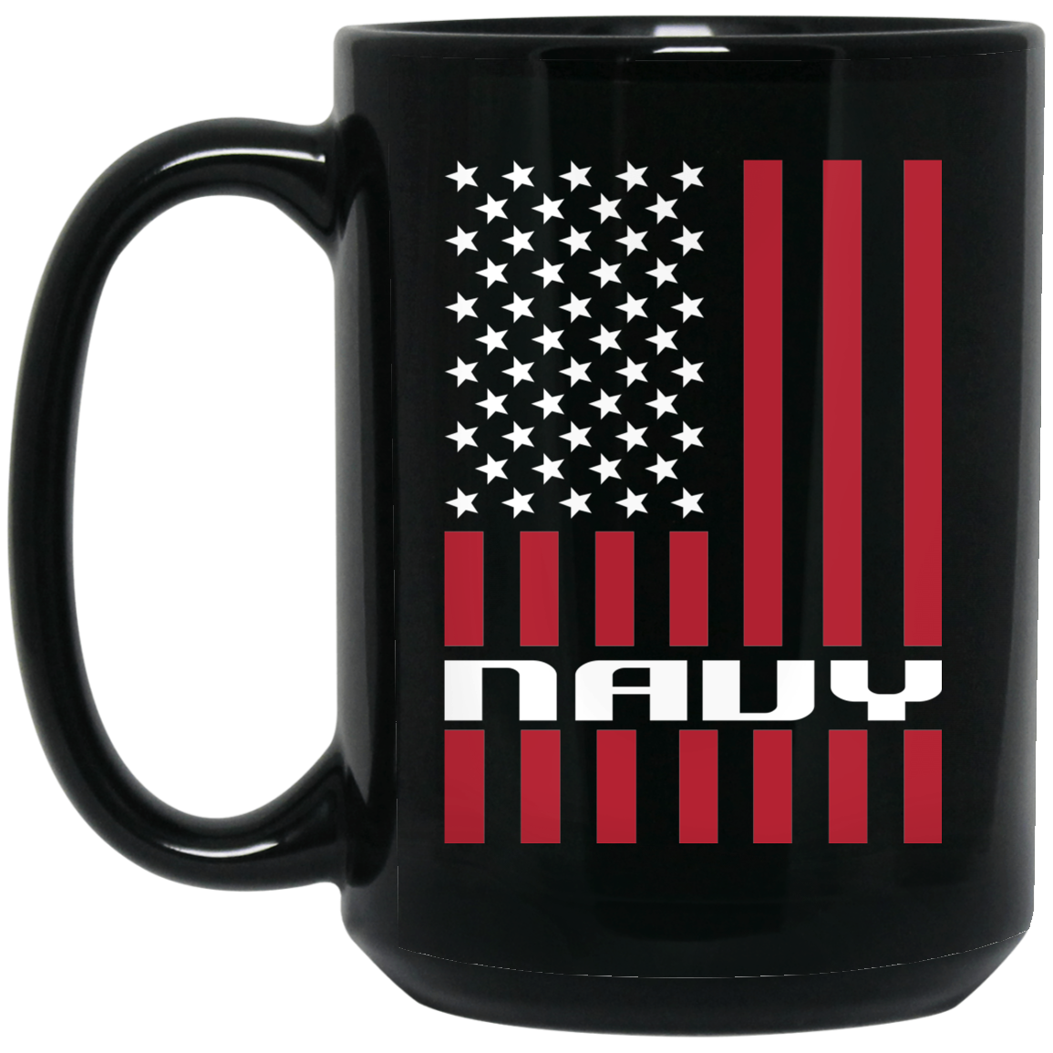 Wheel Spin Addict 15 oz Mug, Navy American Flag Black Mug