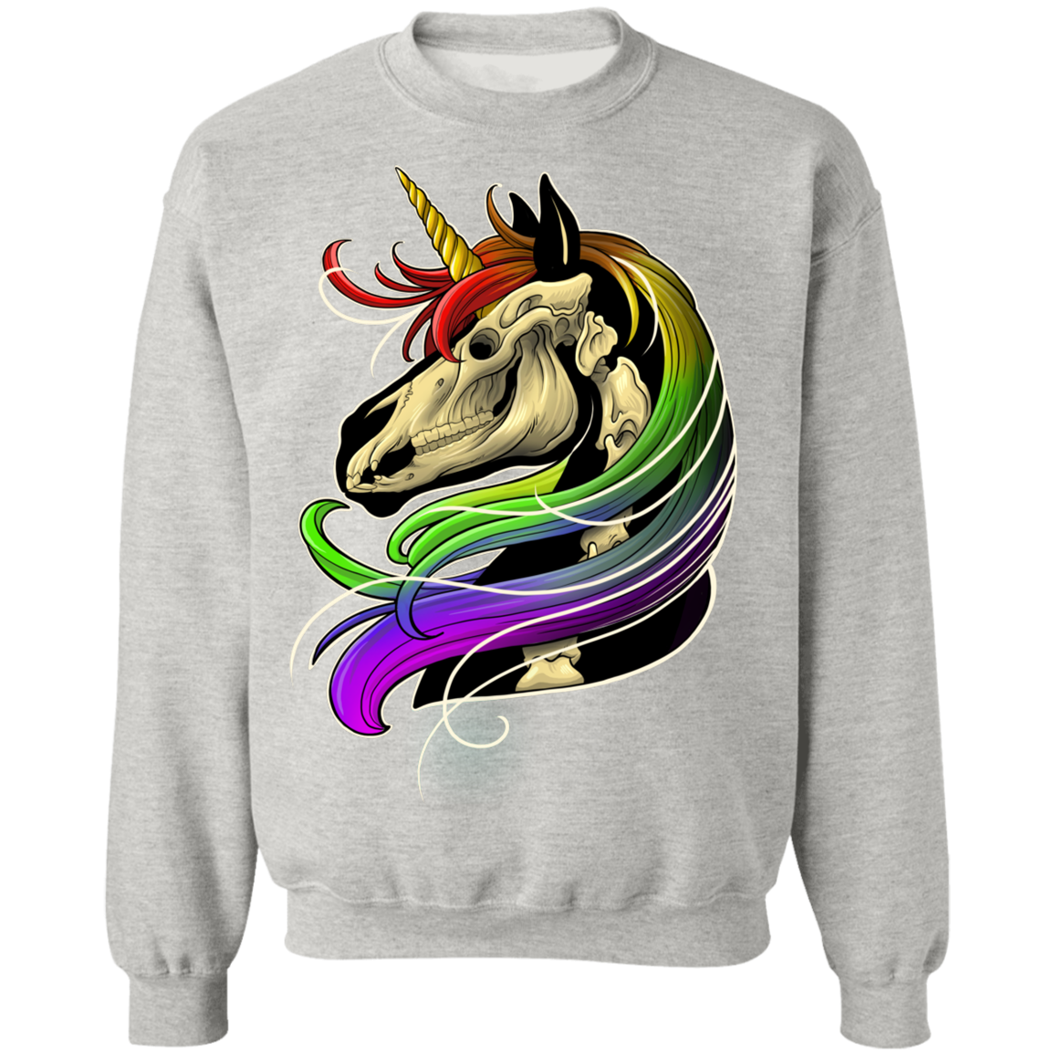 Rainbow Skeleton Unicorn Crewneck Pullover Sweatshirt