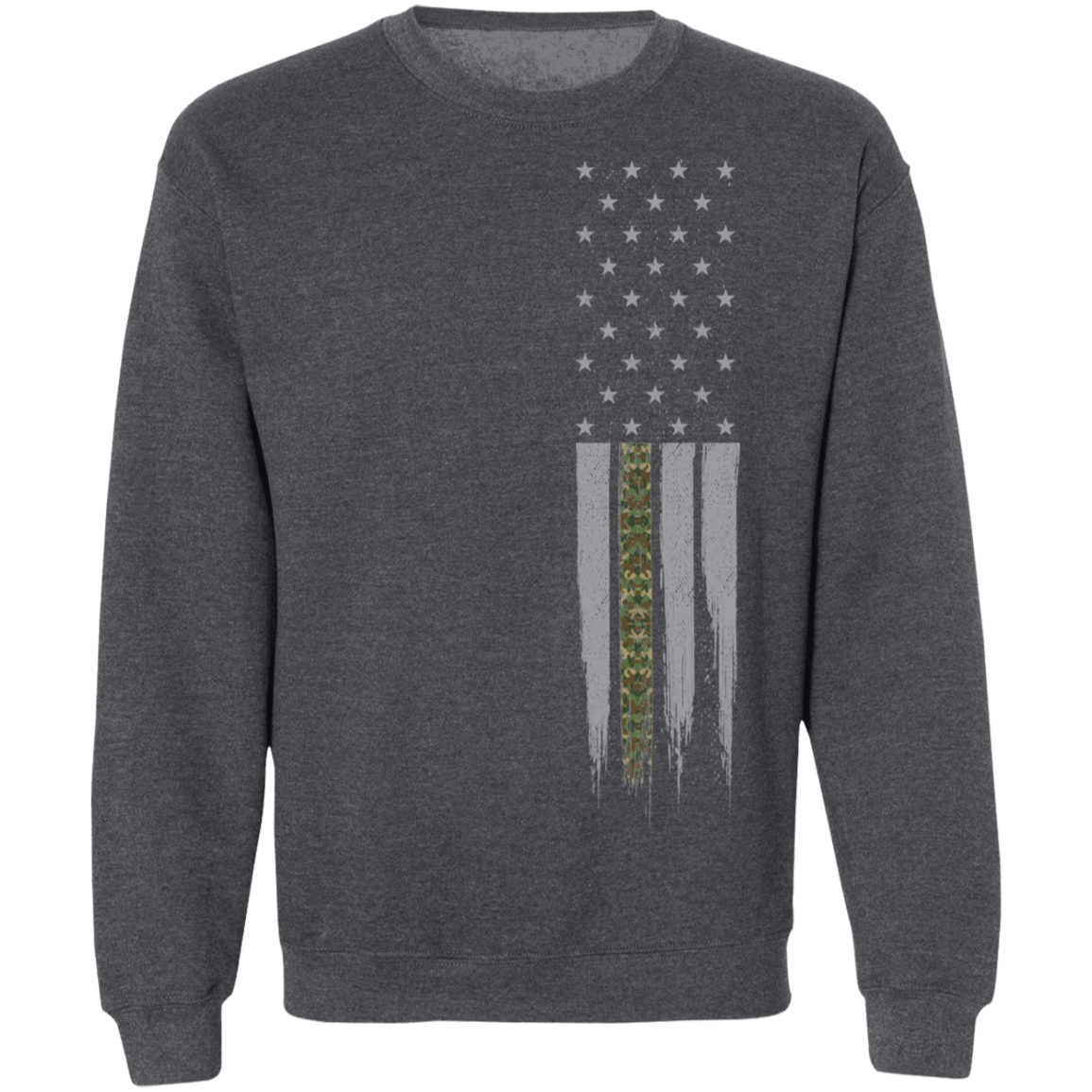 Military Camo Thin Line American Flag Crewneck Sweatshirt